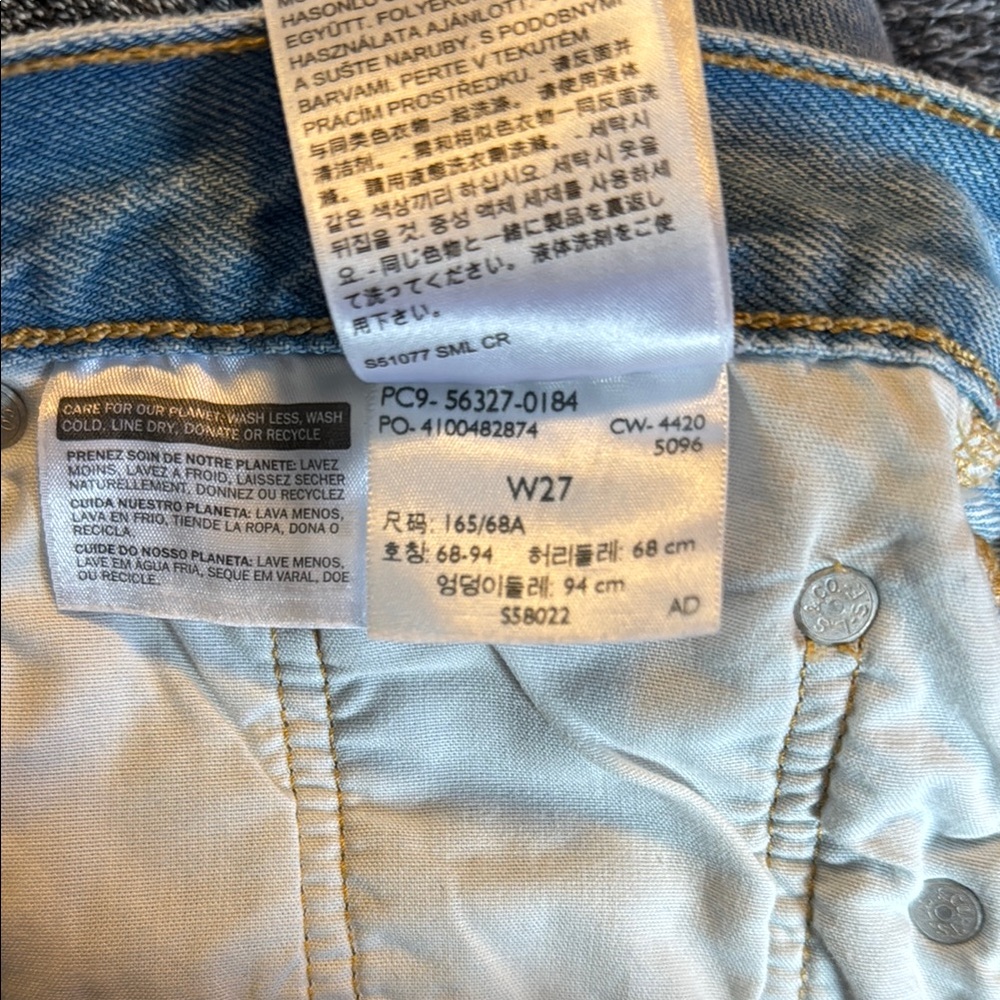 Levi's Blue Distressed Jean Shorts High-Waisted - Picture 8 of 9